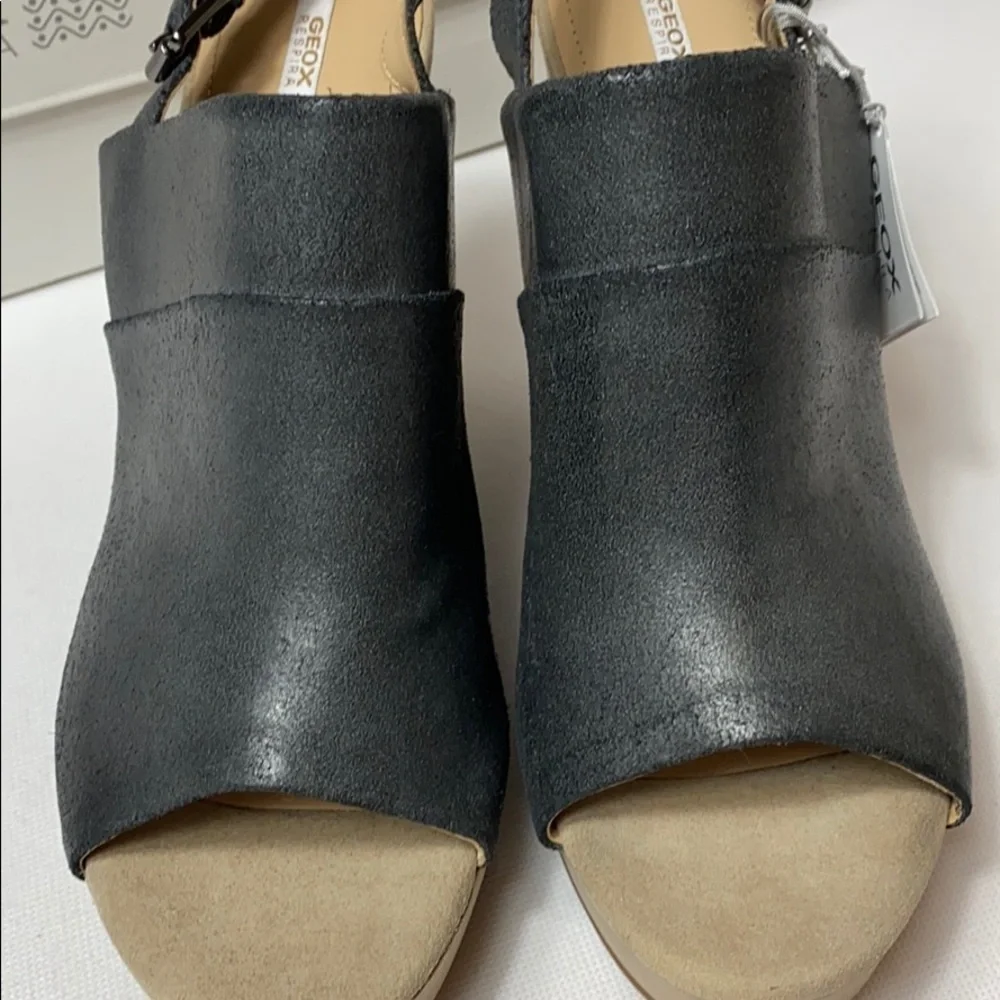 Geox Respira Janira leather and cork wedges